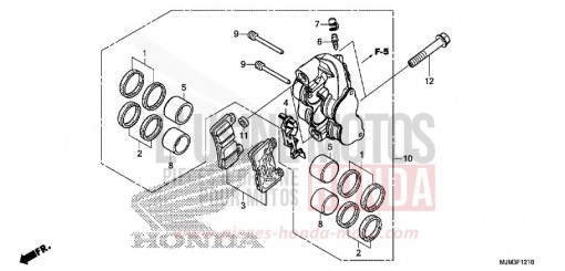 RIGHT FRONT BRAKE CALIPER (VFR800FE/G) VFR800FE de 2014